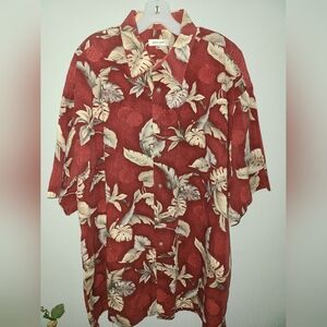 Pierre Cardin leaf design Hawaiian shirt size 2XLT 100% COTTON